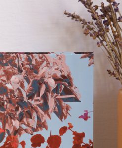 Red & sky blue notebook with flowers